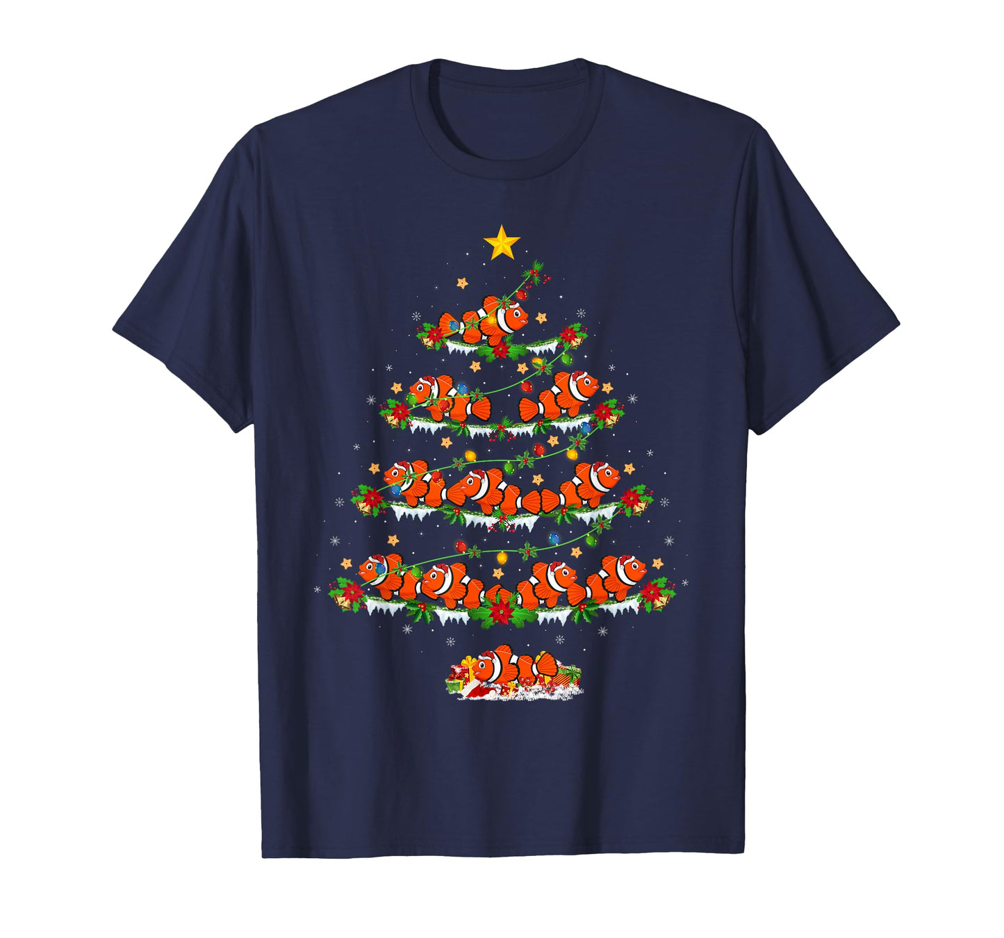 Clown Fish Christmas Tree Lights Funny Clown Fish Xmas T-Shirt