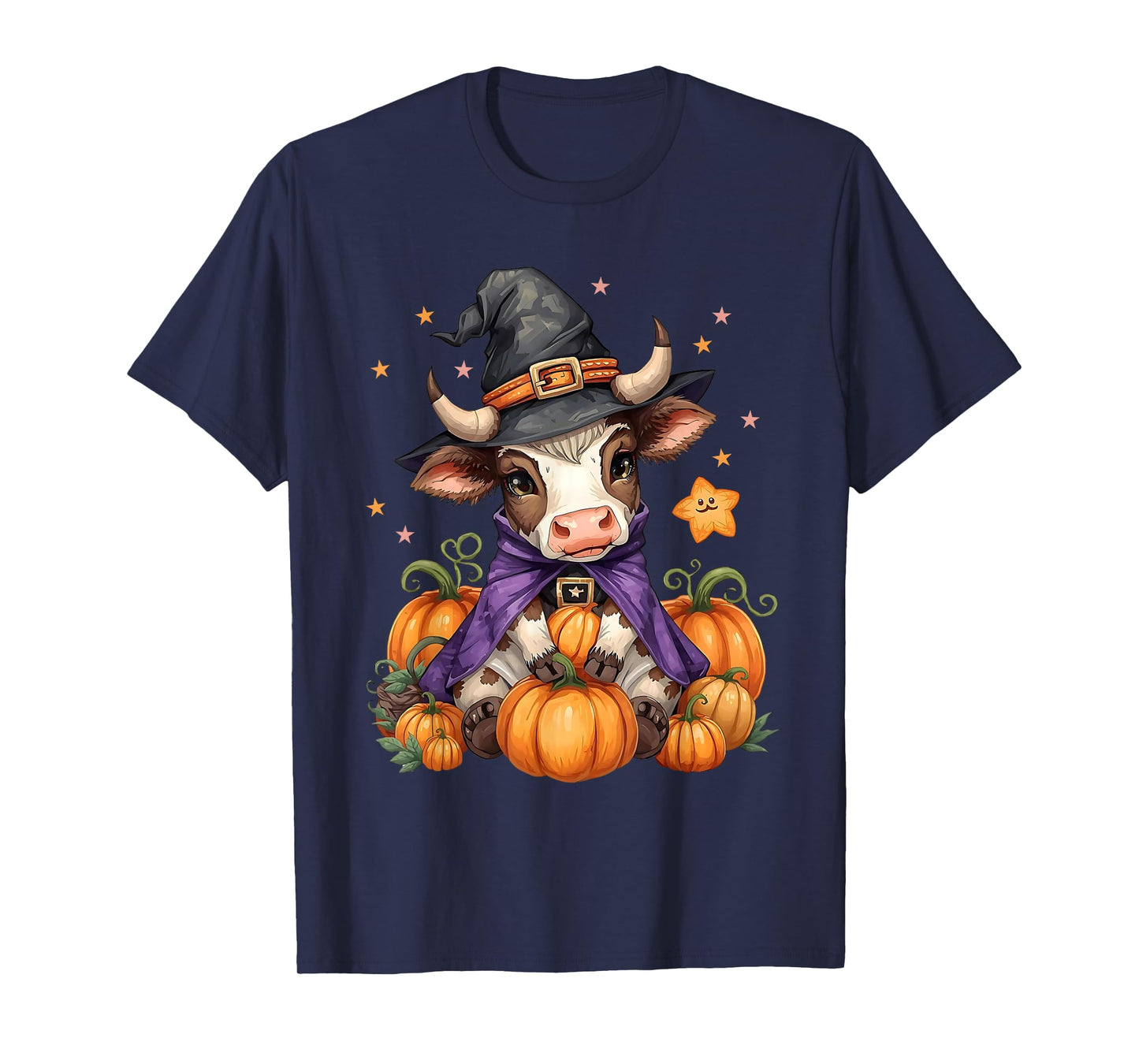 Cute Bull Witch Spooky Pet Halloween Matching Family Farm T-Shirt