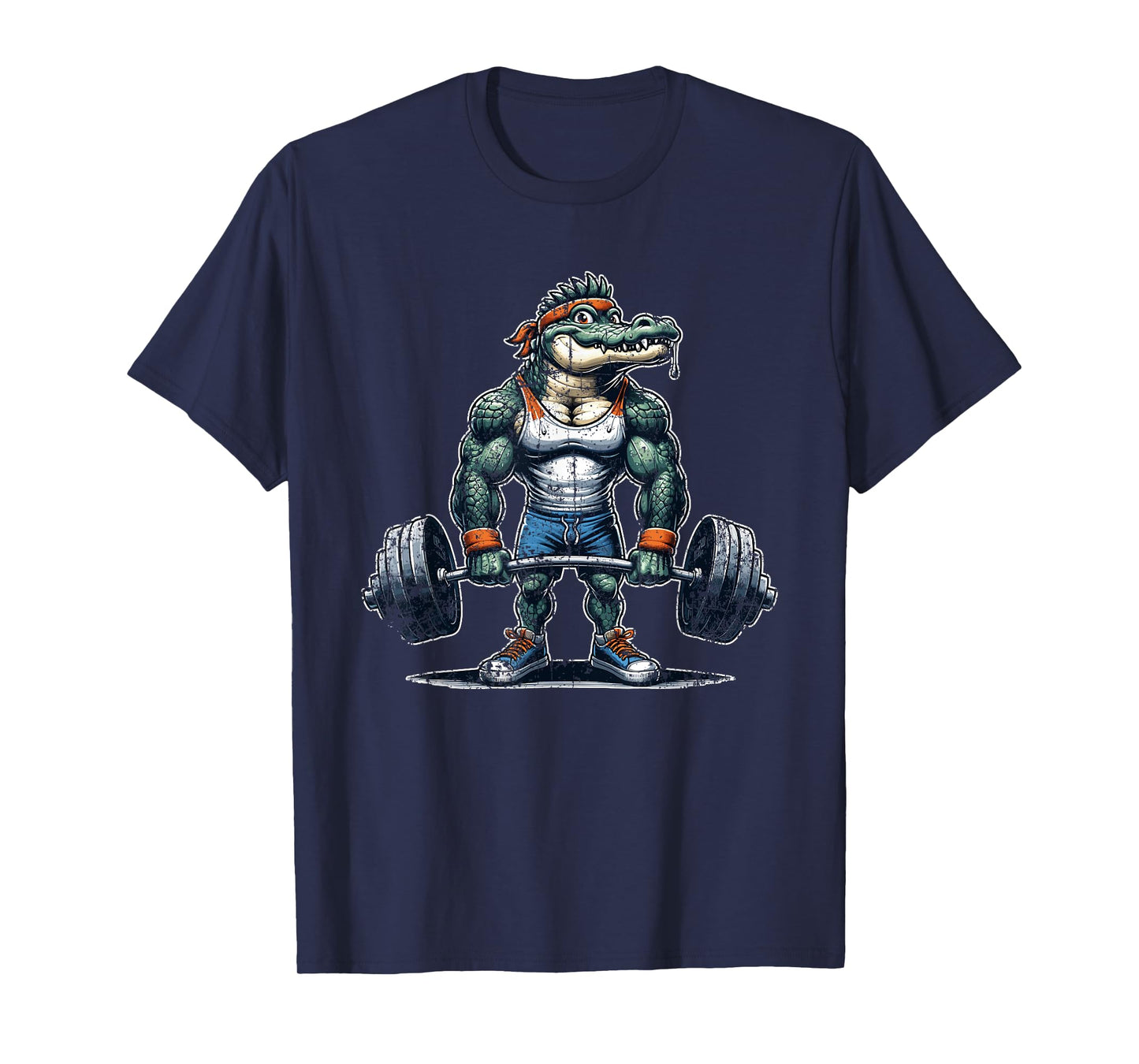 Threadrock Vintage Alligator Weightlifting Bodybuilder Muscle Fitness T-Shirt, Small, Black