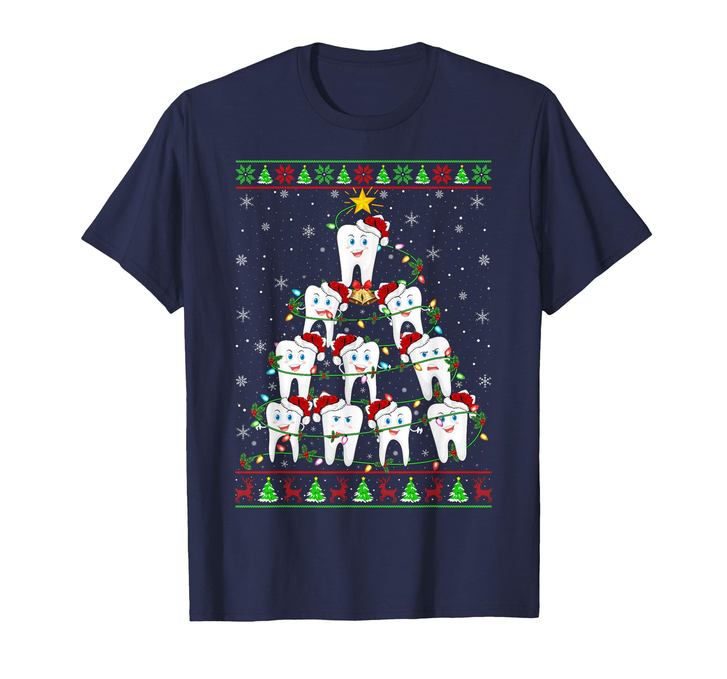 Oh Dentistree Xmas Ugly Sweater Dentist Teeth Christmas Tree T-Shirt