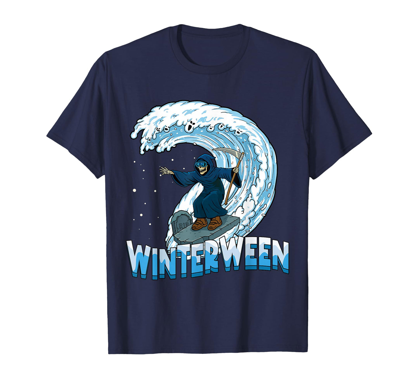 Winterween Winter Halloween Christmas Skeleton Snow Boarding T-Shirt