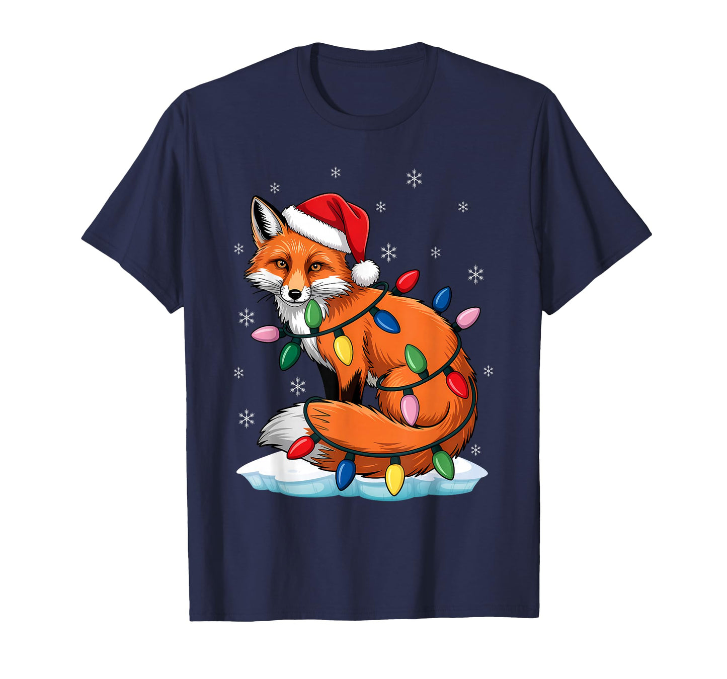 Santa Fox Christmas Lights Lover Hat T-Shirt