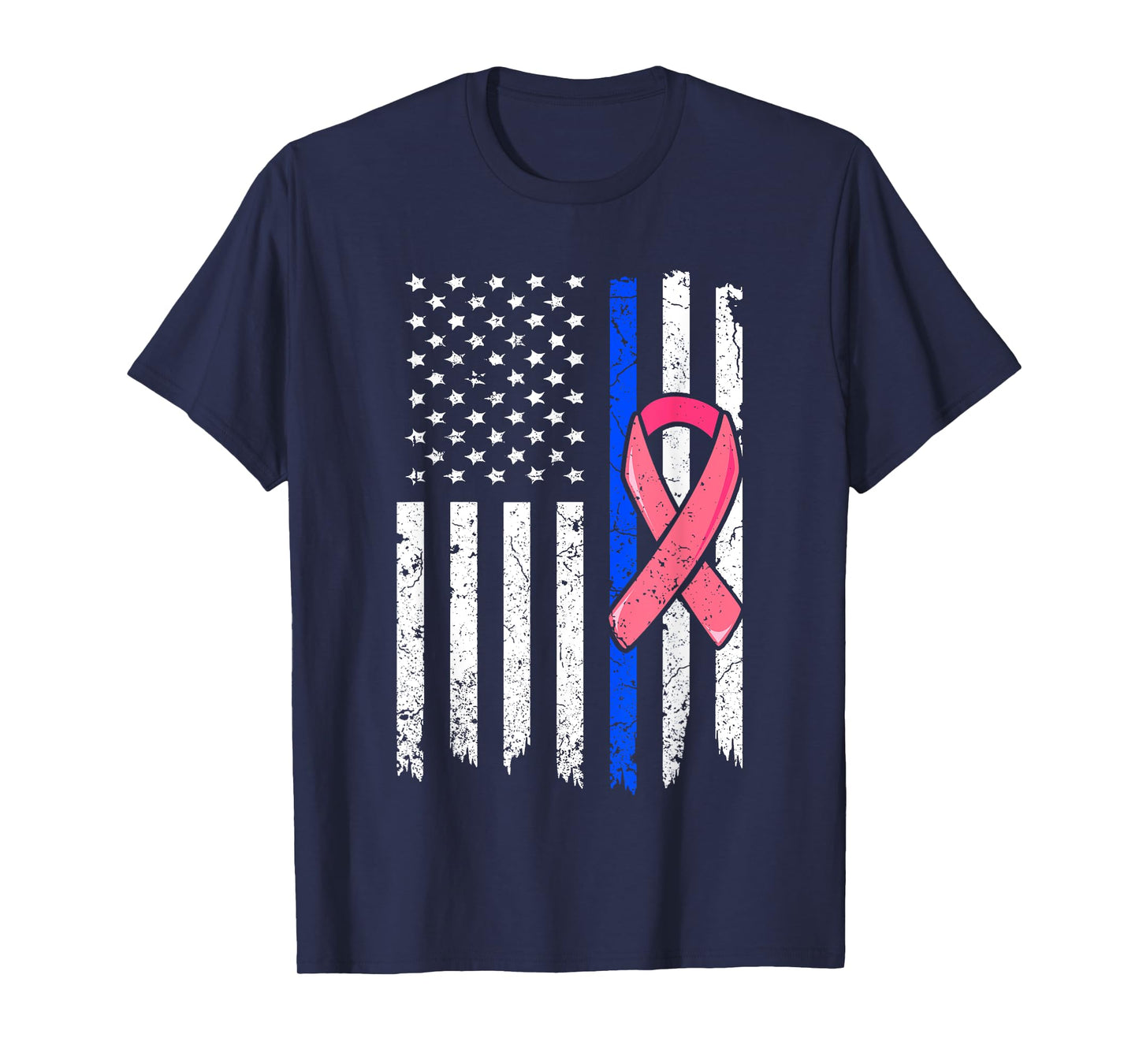 Breast Cancer Police Officer Pink Ribbon Policeman Women T-Shirt