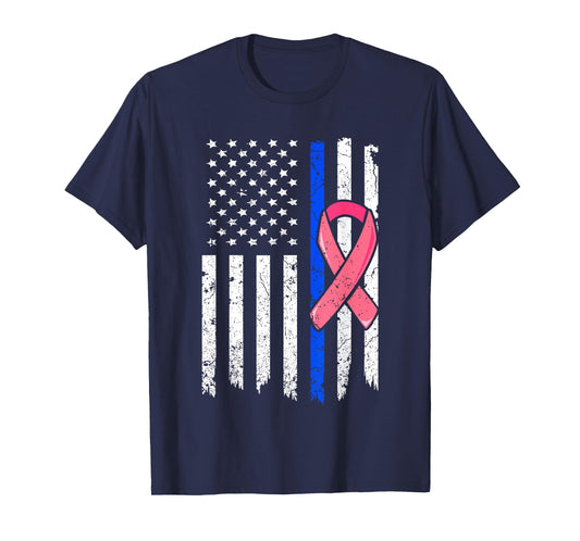 Breast Cancer Police Officer Pink Ribbon Policeman Women T-Shirt