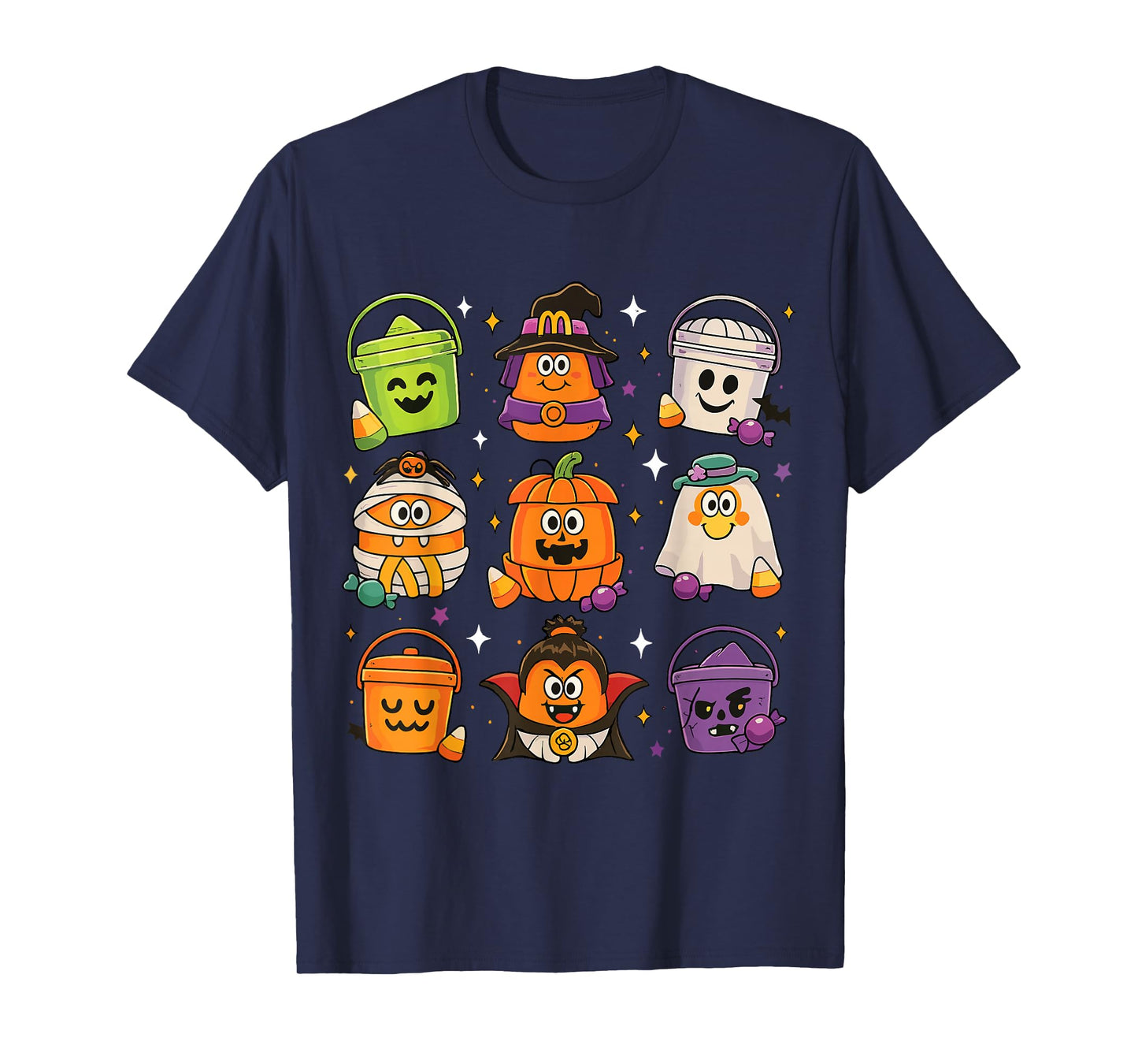 Funny Vintage Pumpkin Spooky Chicken Nuggets Tee T-Shirt