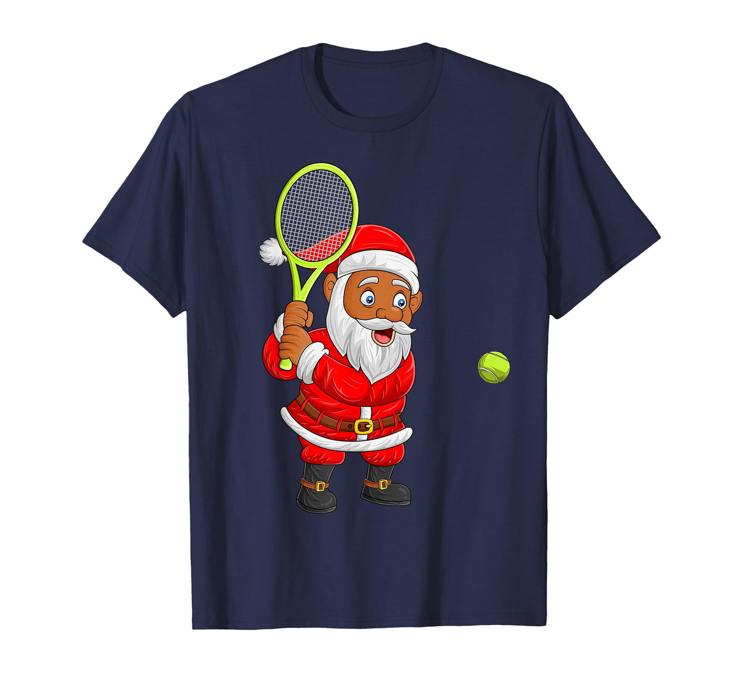 Santa Playing Tennis Christmas Pajamas Tennis Player Xmas T-Shirt