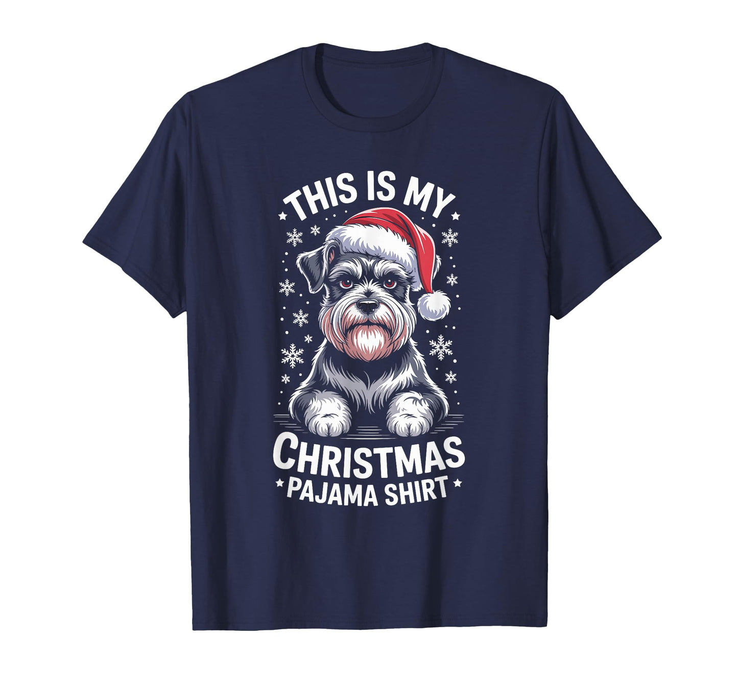 Funny Schnauzer Christmas Santa Hat Dog Lover Xmas T-Shirt