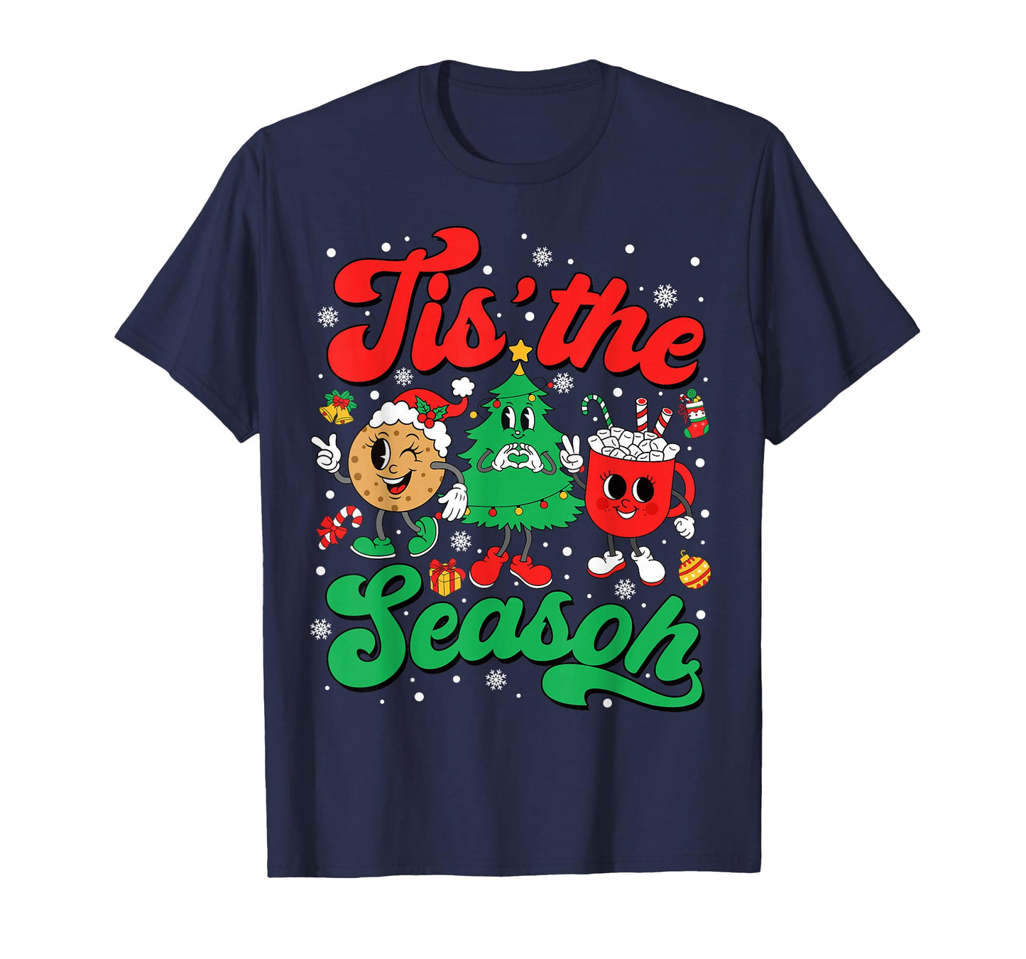 Retro Tis The Season Christmas Tree Vintage Cute Cookie T-Shirt