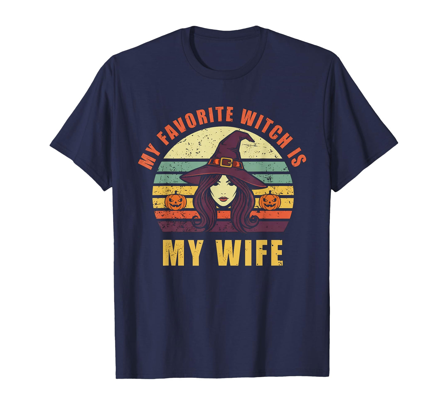 Vintage 70's Pumpkins Halloween My Favorite Witch is My Wife T-Shirt