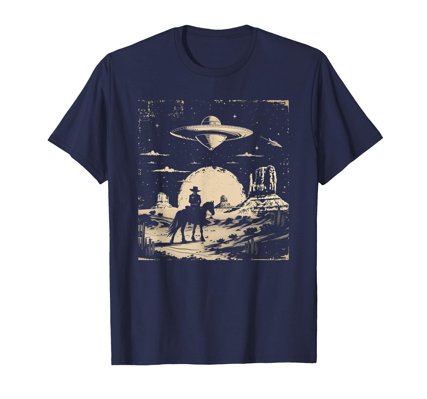 Cowboy UFO Alien Western Country Retro Vintage UAP Cowboy T-Shirt