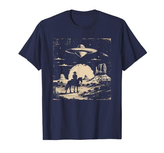 Cowboy UFO Alien Western Country Retro Vintage UAP Cowboy T-Shirt