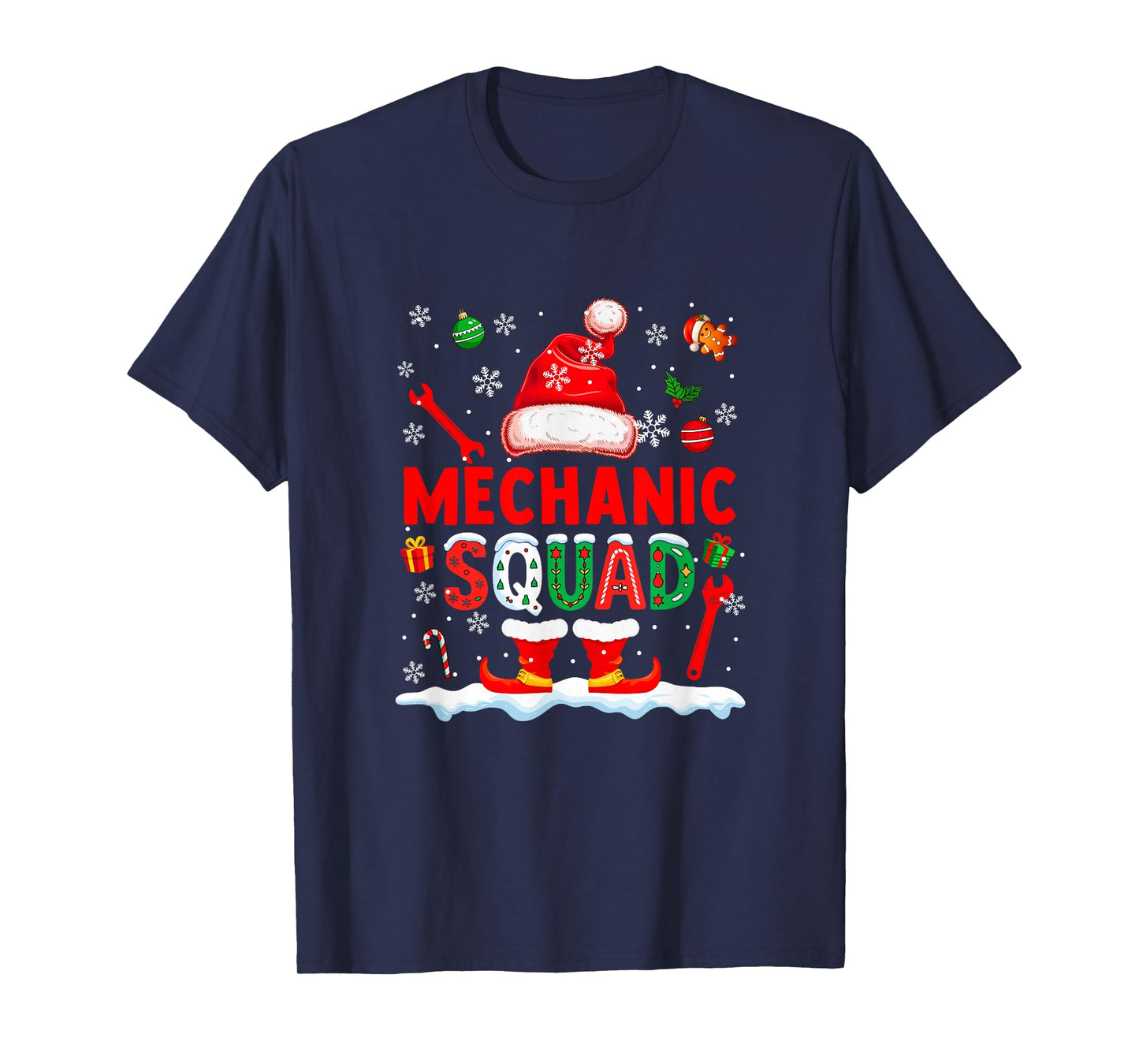 Mechanic Squad Men Job Christmas Santa Costume Bow Tie T-Shirt