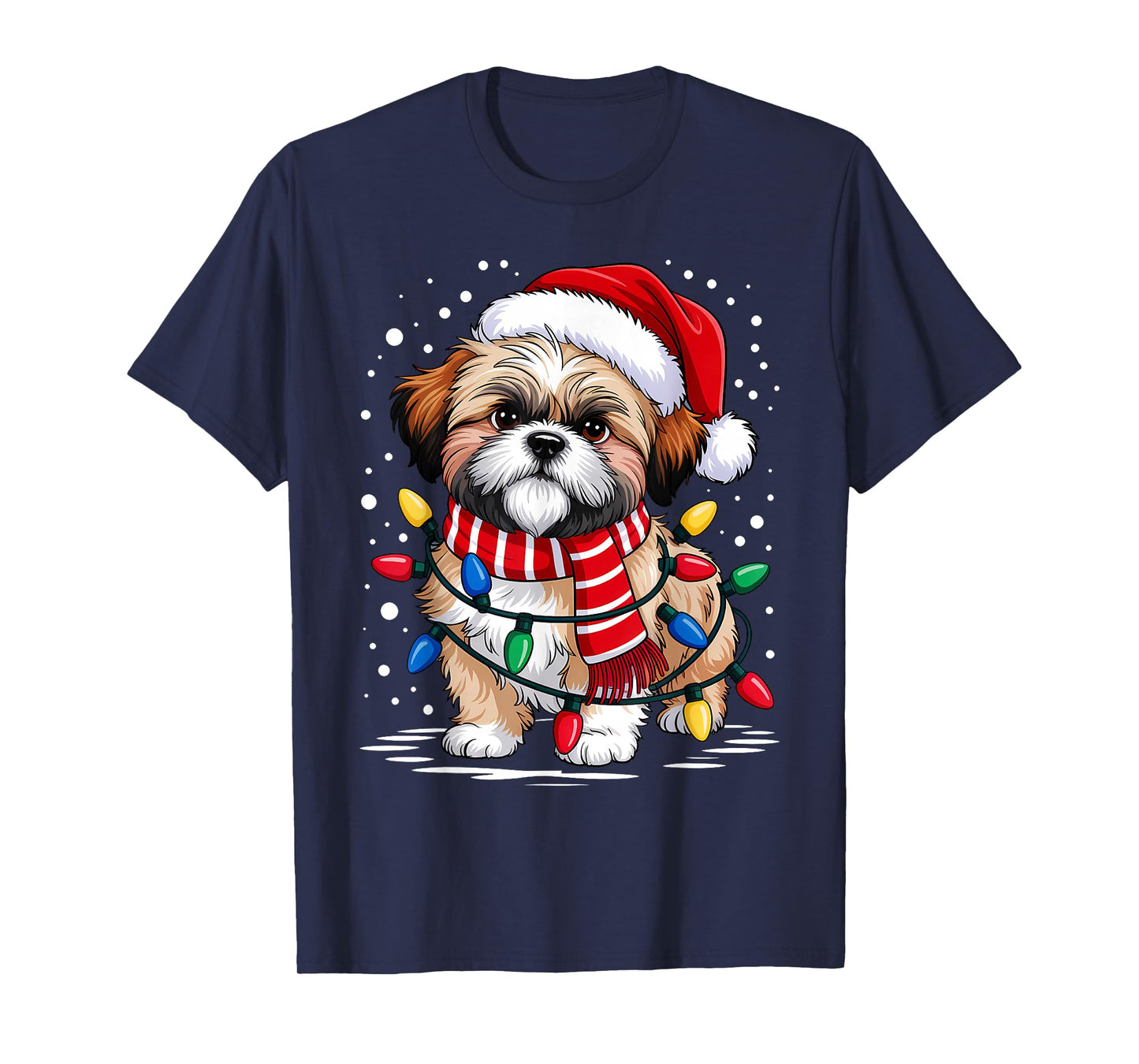 Christmas Santa Dog, Shih Tzu, Dog Lover Men Women Kids Xmas T-Shirt