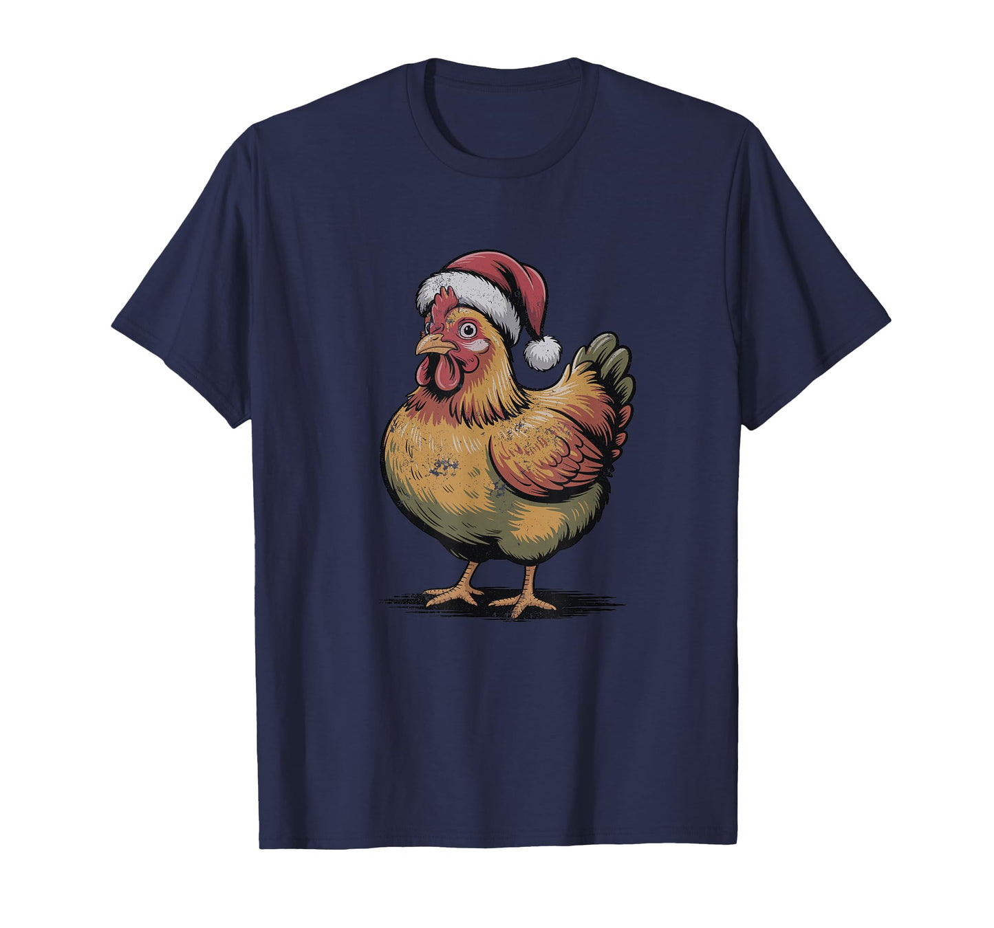 Chicken Santa Hat Christmas Vintage Farm Animal Lover Pajama T-Shirt