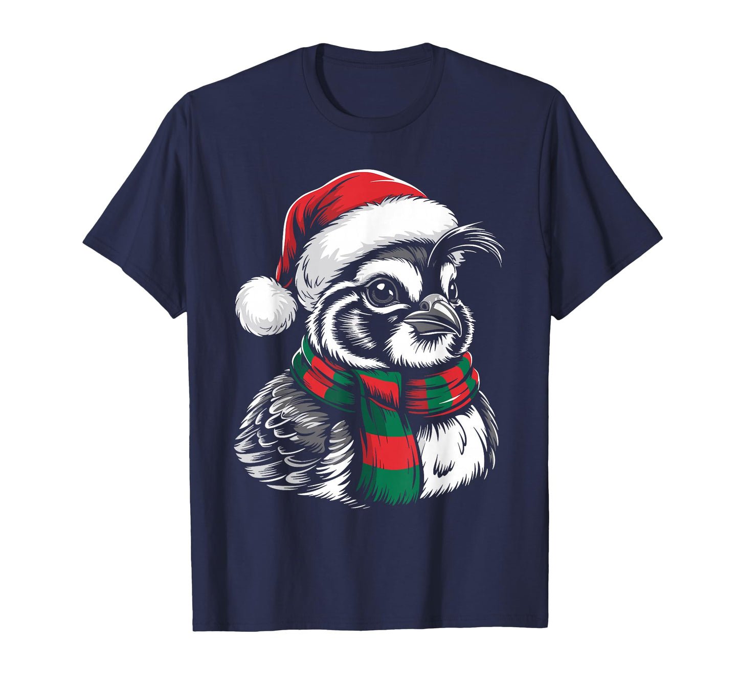 Quail Bird Xmas Santa Hat Scarf Christmas Costume T-Shirt