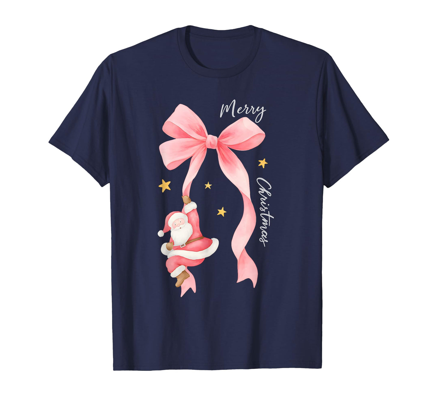 Coquette Merry Christmas with Santa, Pink Xmas Santa Claus T-Shirt