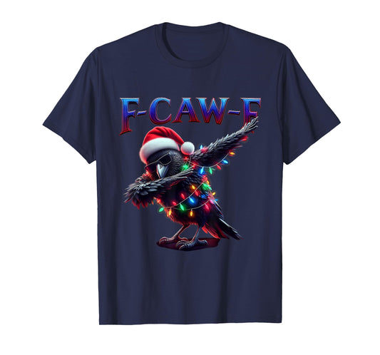 Christmas Horror Funny Black Crow F-Caw-F Santa Vintage T-Shirt