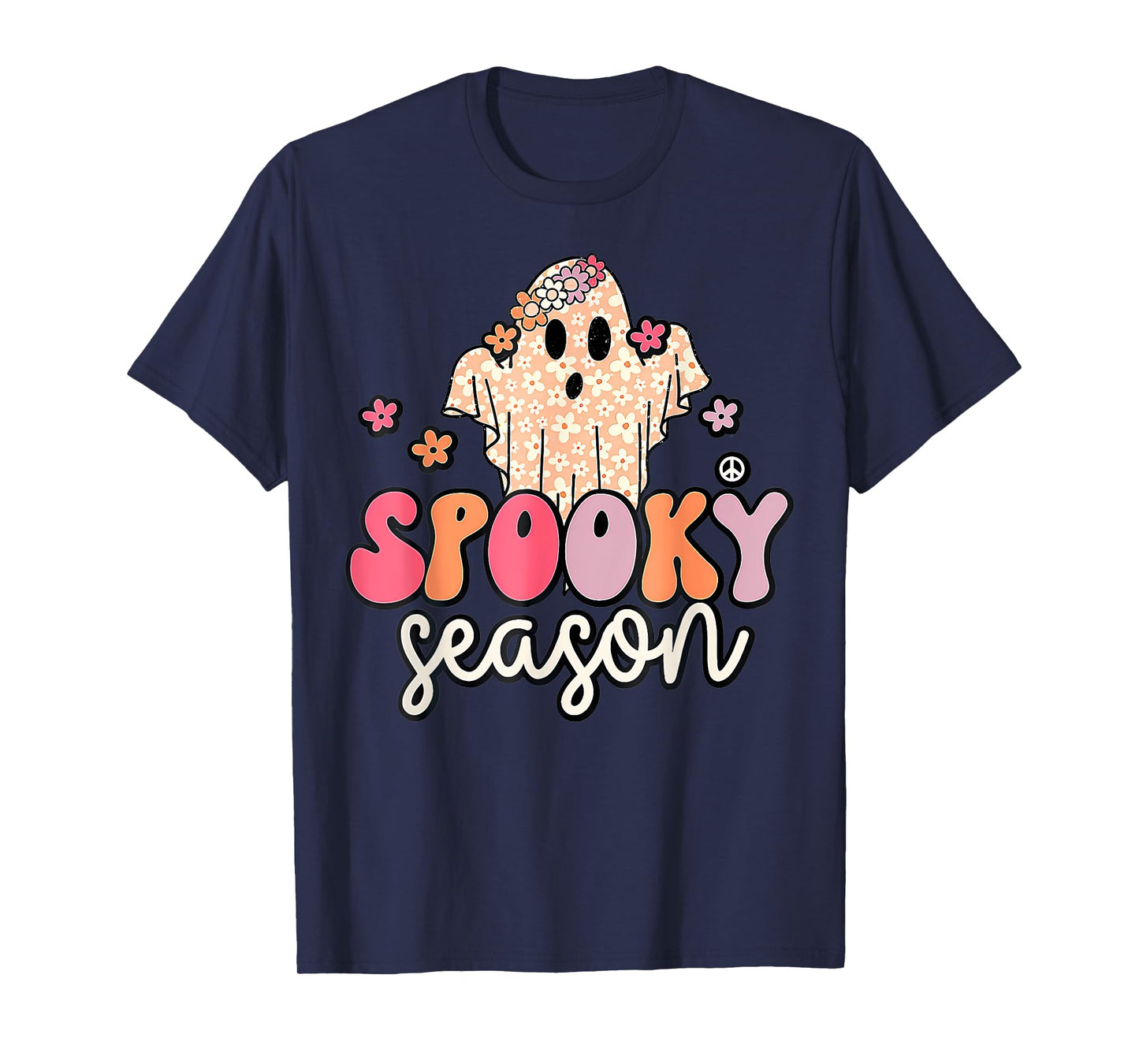 Groovy Spooky Season Ghost Flower Halloween Costume Girls T-Shirt