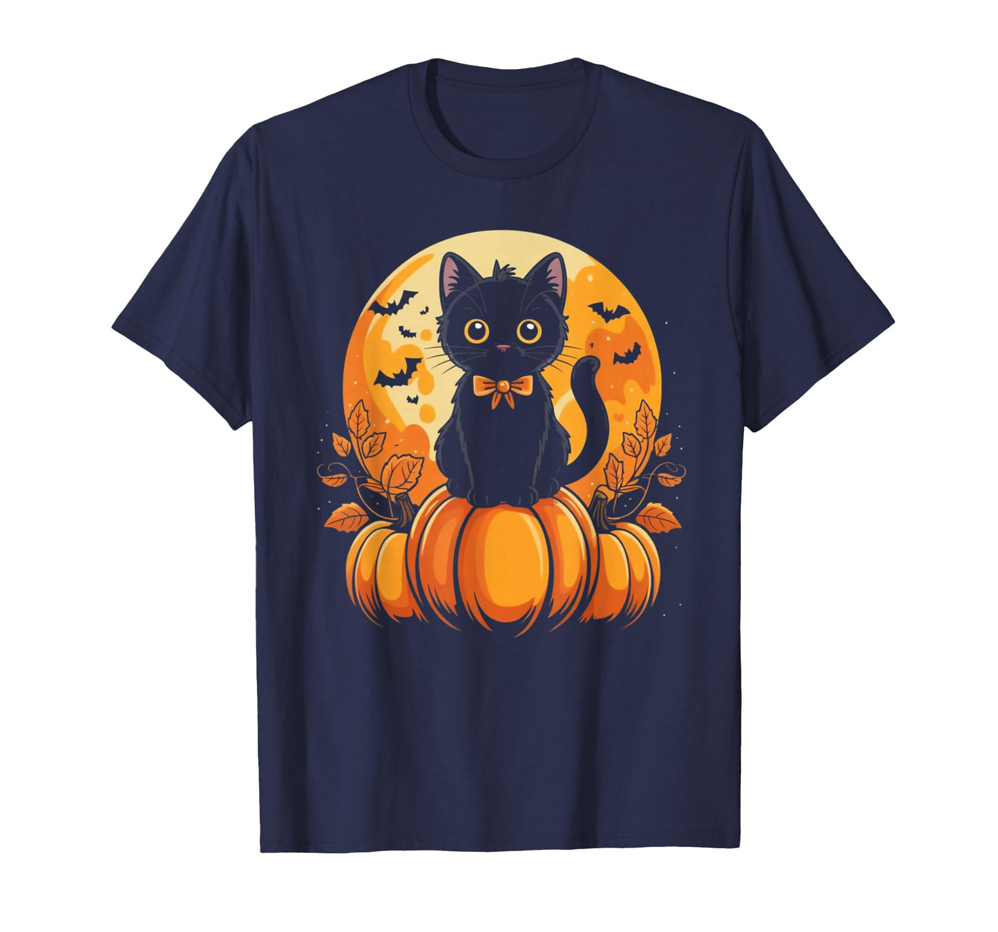 Retro Black Cat Pumpkin Halloween Costume Fall Autumn Gifts T-Shirt