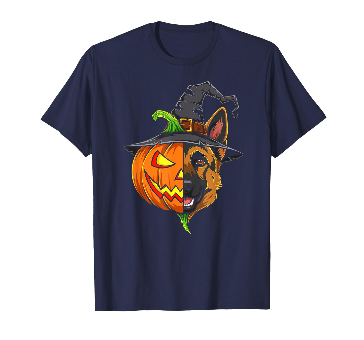 German Shepherd Pumpkin Jack O Lantern Halloween Mens Womens T-Shirt