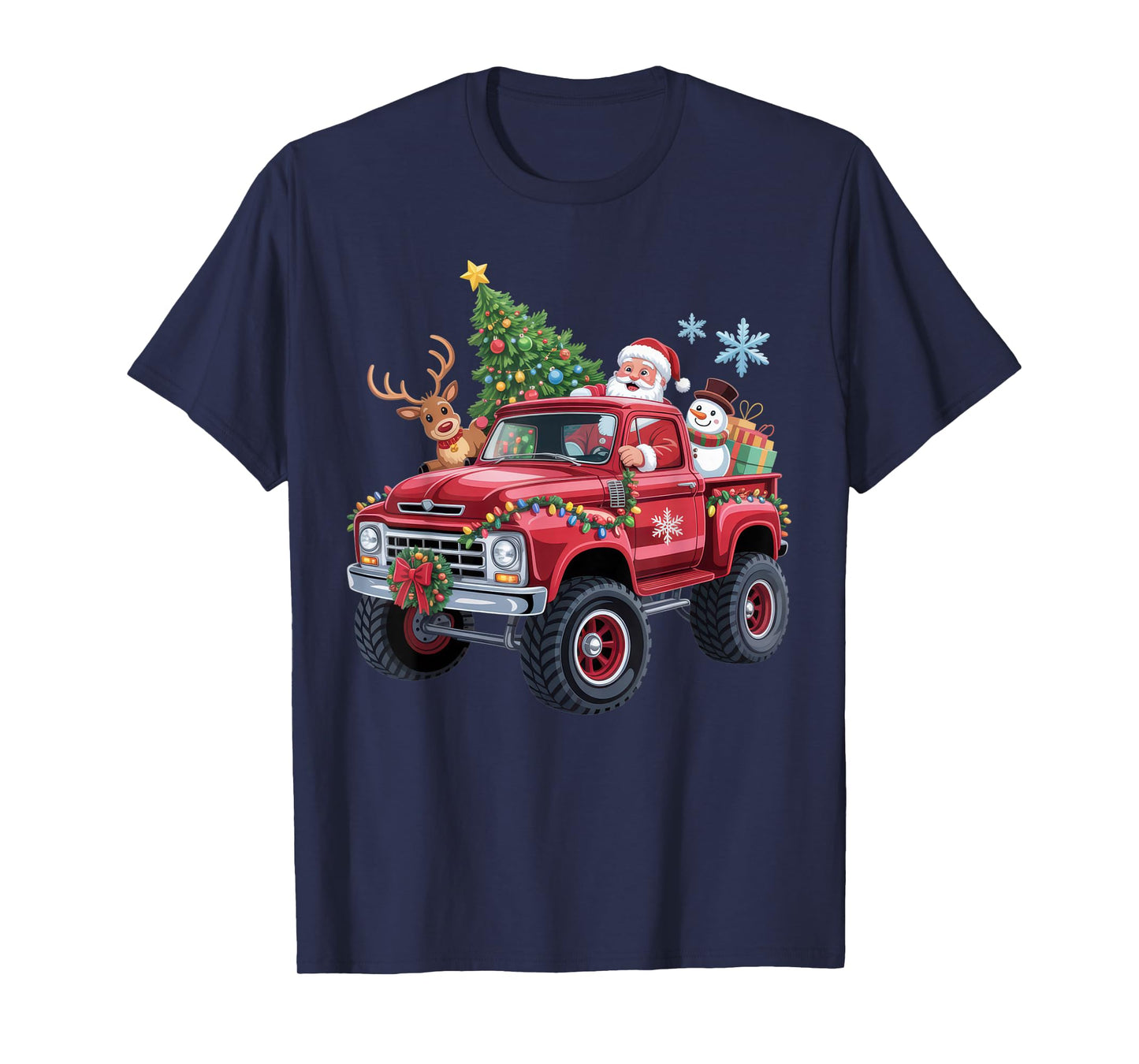 Santa's Christmas Adventure Monster Truck for Festive Fun T-Shirt