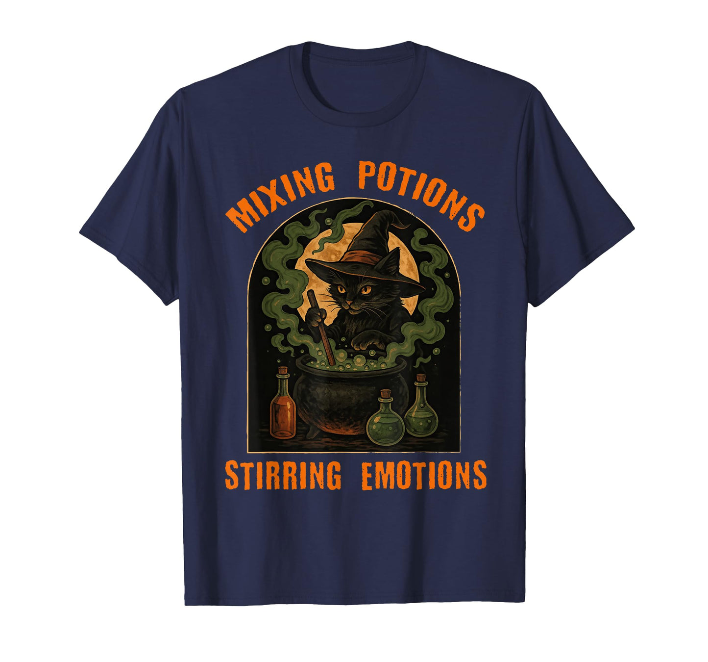 Mixing Potions Stirring Emotions Witch Cat Occult Wicca T-Shirt