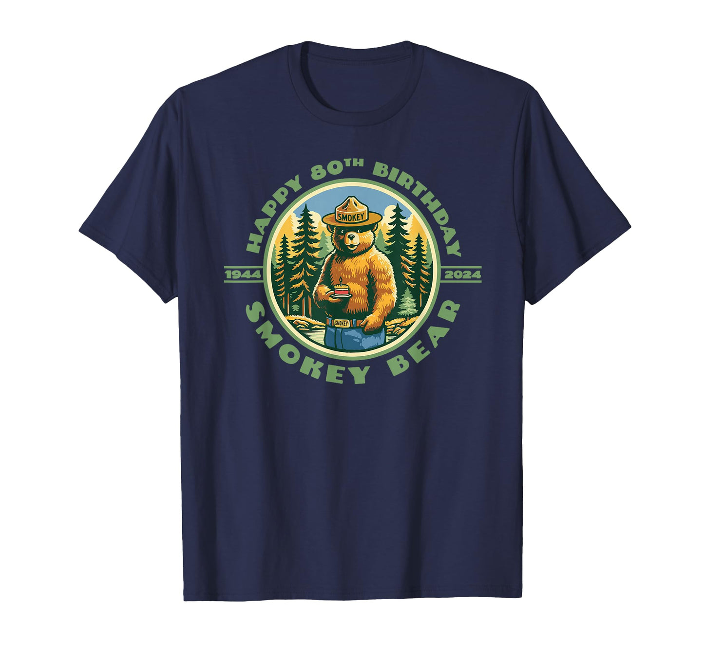 Happy 80th Birthday Smokey Bear 1944-2024 Retro Cupcake T-Shirt