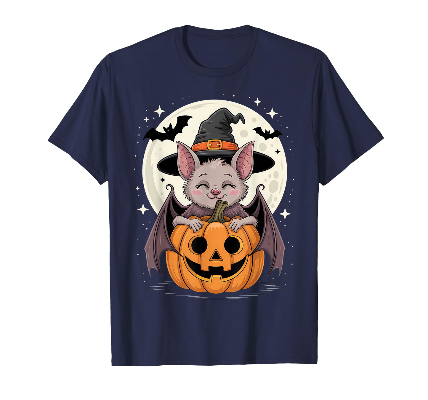 Halloween Bat Witch Hat Pumpkin Spooky T-Shirt
