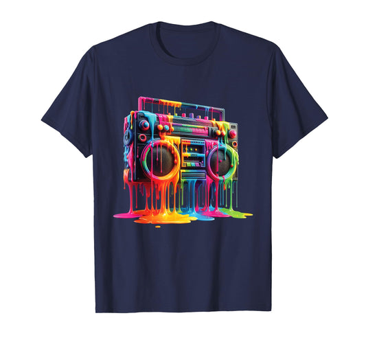 Dripping Paint Boombox Old-School 80S Hip Hop Street Style T-Shirt