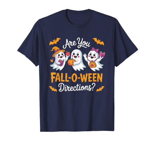 Fall-O-Ween Directions Funny Halloween Teacher Ghost Joke T-Shirt