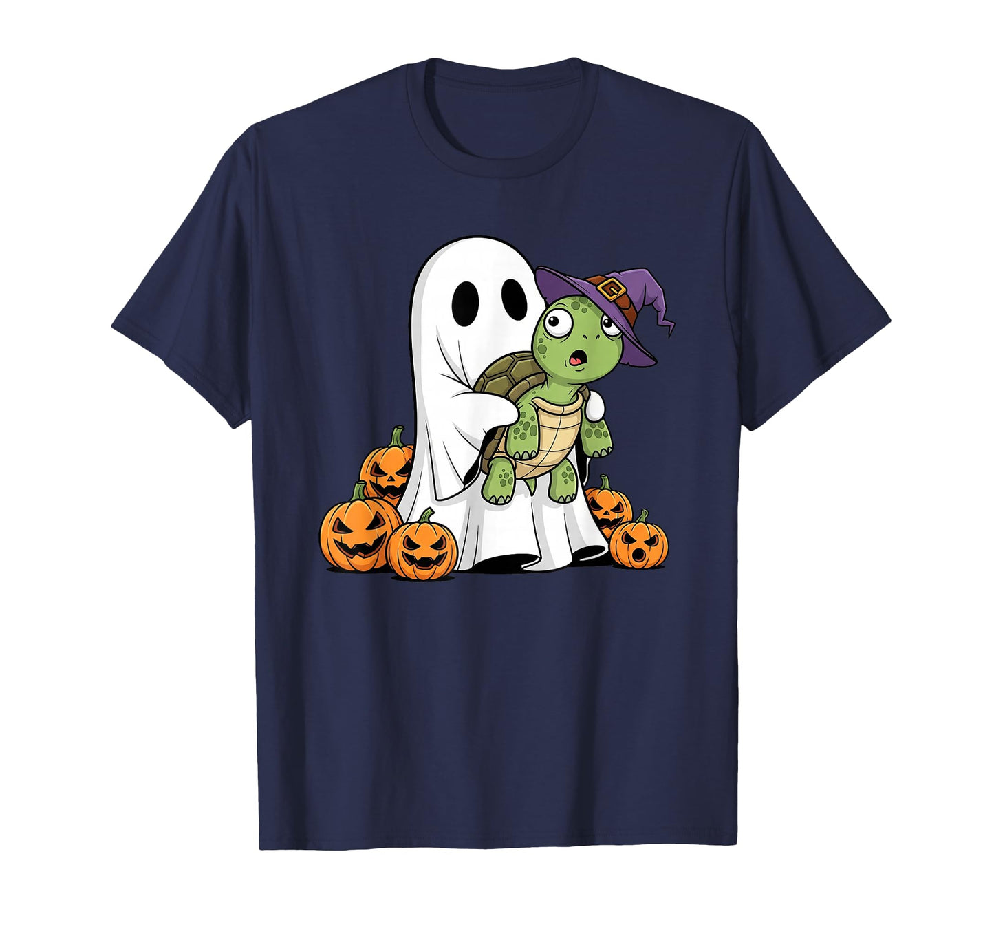 Funny Ghost Turtle Pumpkin Halloween Kids Mens Womens T-Shirt