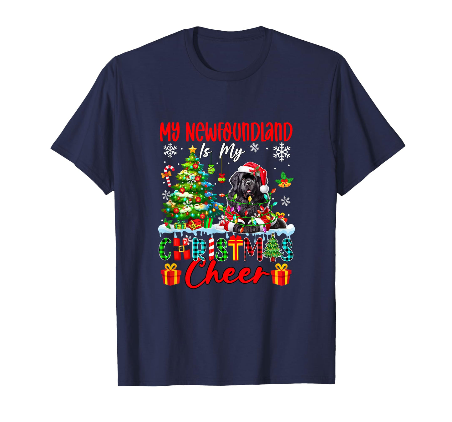 My Newfoundland is My Xmas Cheer Funny Santa Dog Owner Kids T-Shirt