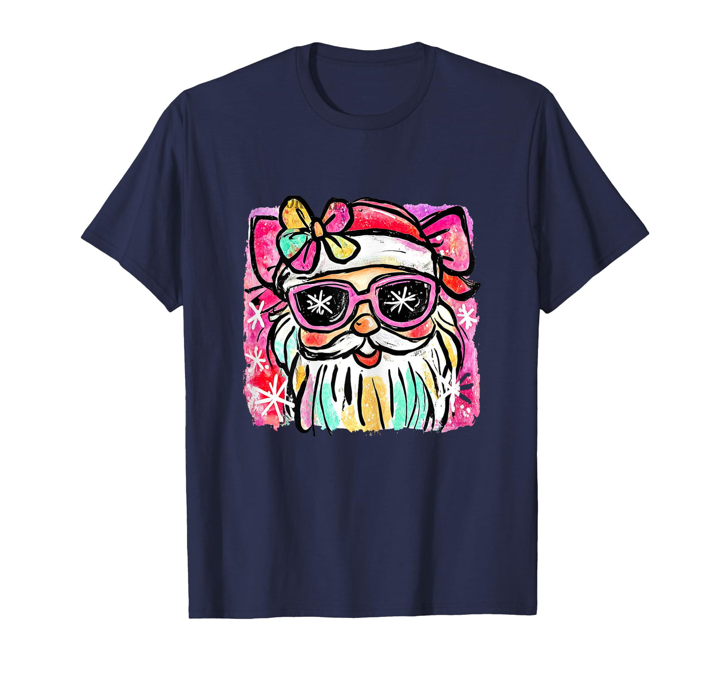 Coquette Pink Glass Santa Merry Christmas Women Girl Kids T-Shirt