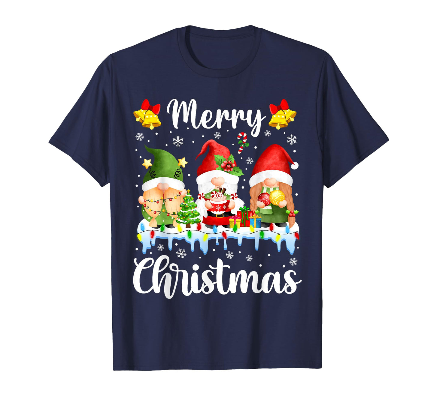 Merry Christmas Gnomes Santa Hat Xmas Family Men Women T-Shirt