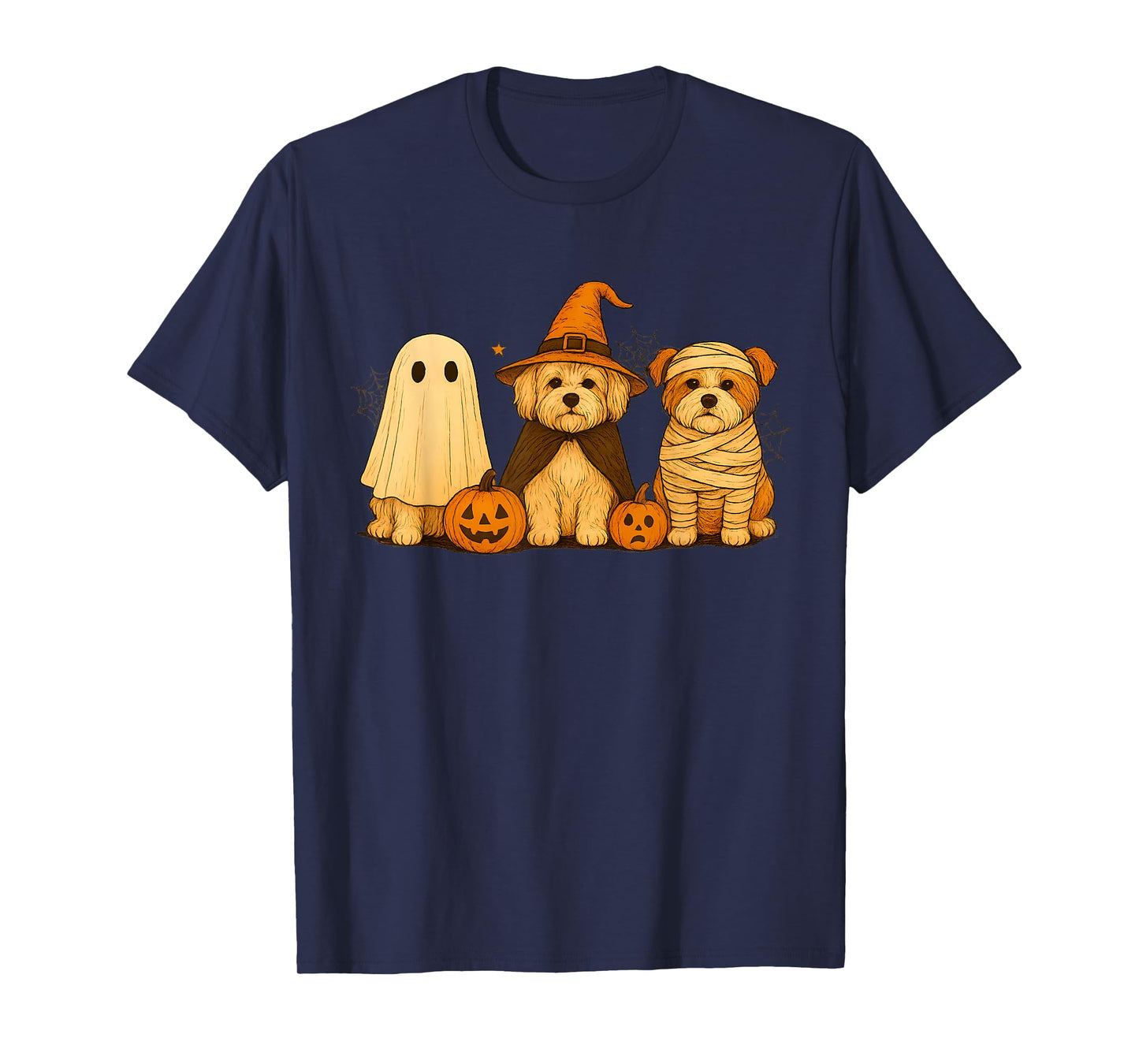 Retro Havanese Dog Witch Scary Halloween Pumpkin Women Men T-Shirt