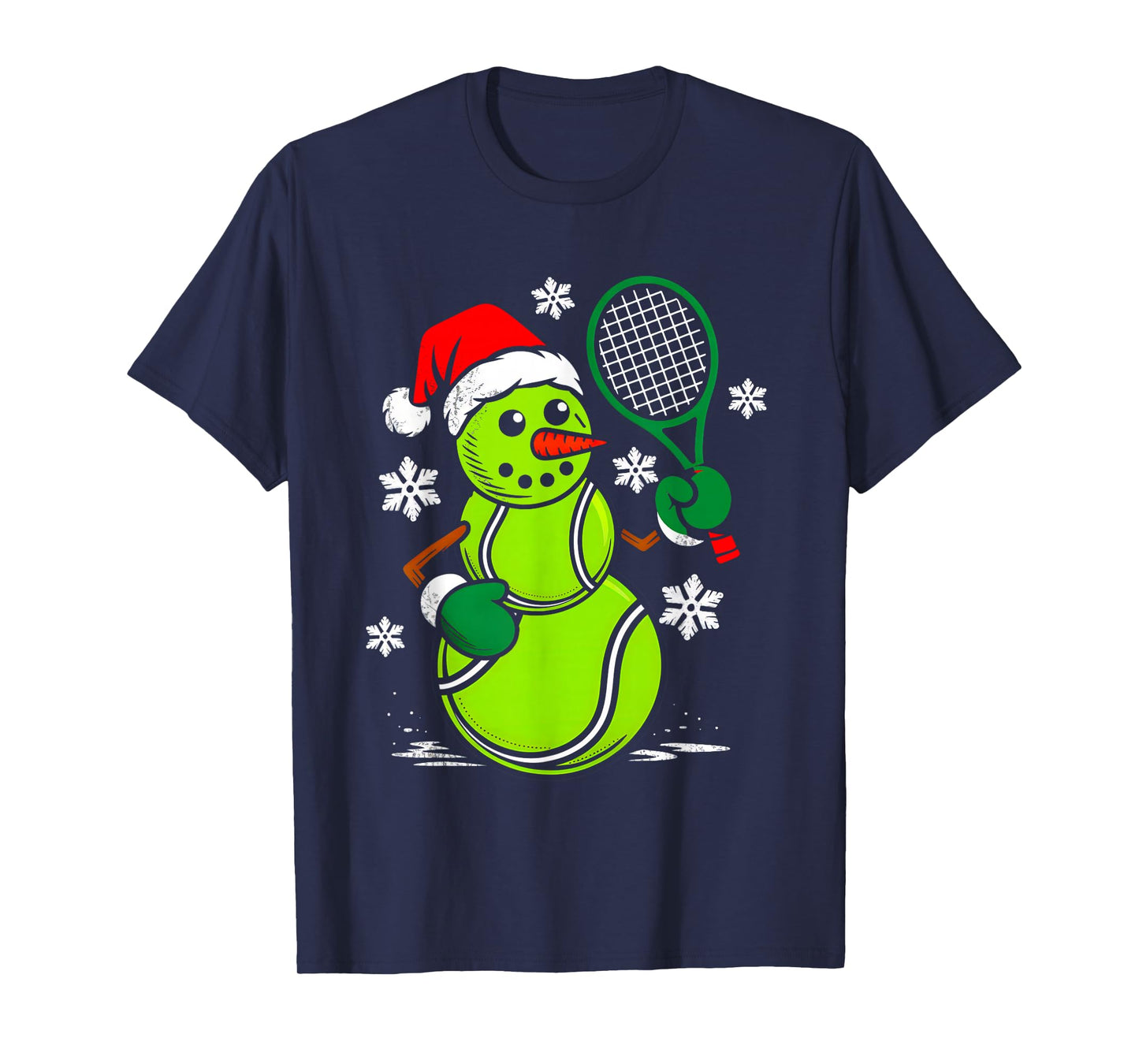 Tennis Santa Hat Snowman Xmas Funny Tennis Lover Christmas T-Shirt