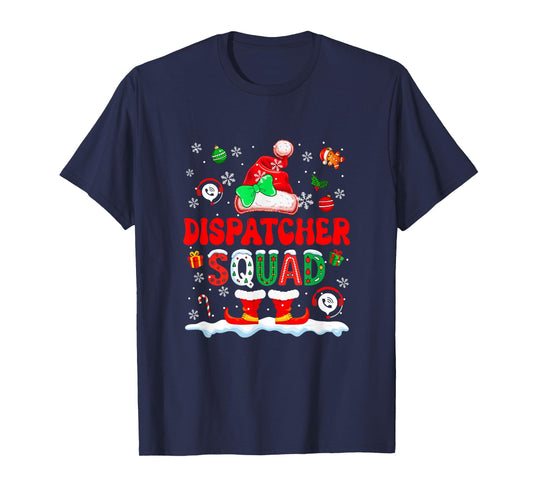 Dispatcher Squad Women Job Christmas Santa Costume Bow Tie T-Shirt