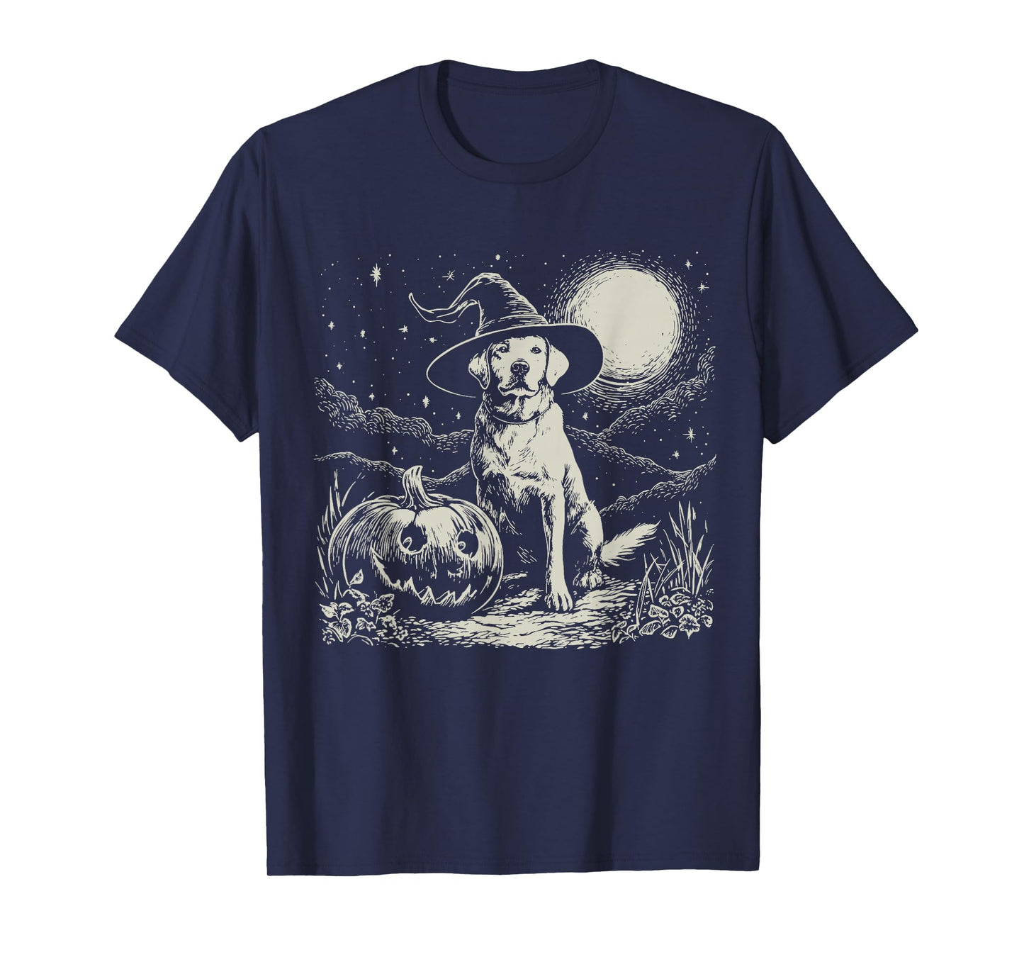 Witch Labrador Halloween Pumpkin Vintage 90s Graphic T-Shirt
