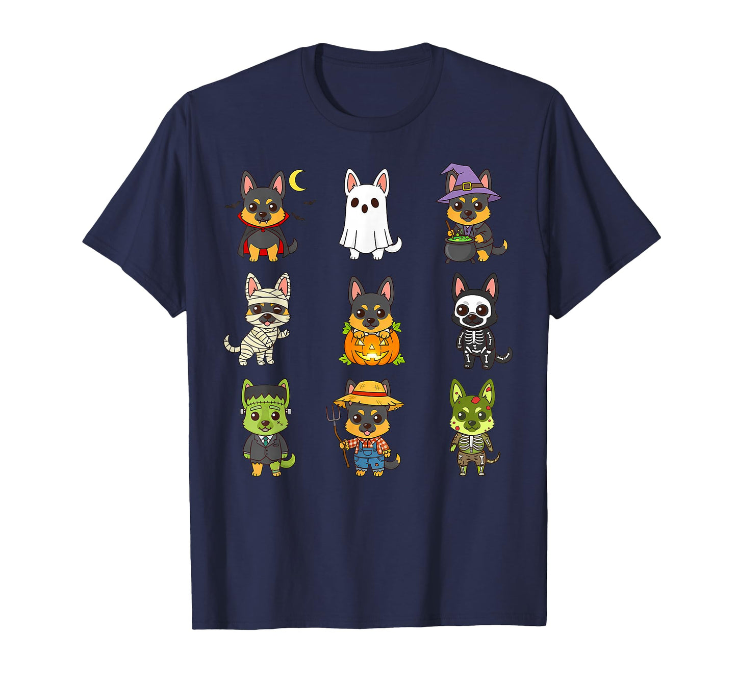 German Shepherd Puppy Spooky Halloween Monster Alsatian Dog T-Shirt