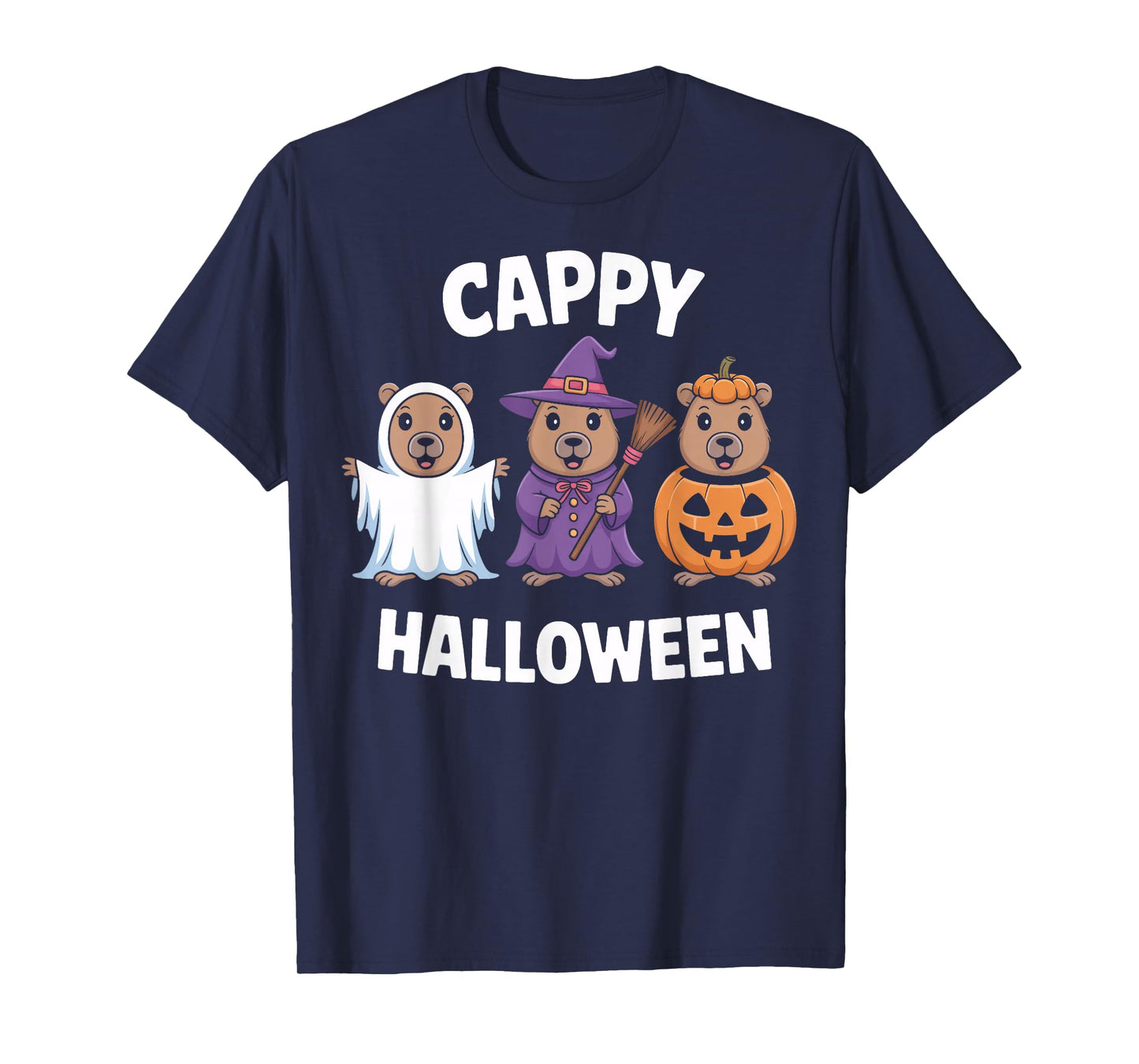 Cappy Halloween Capybara Animal Pumpkin Witch Humor Fans T-Shirt