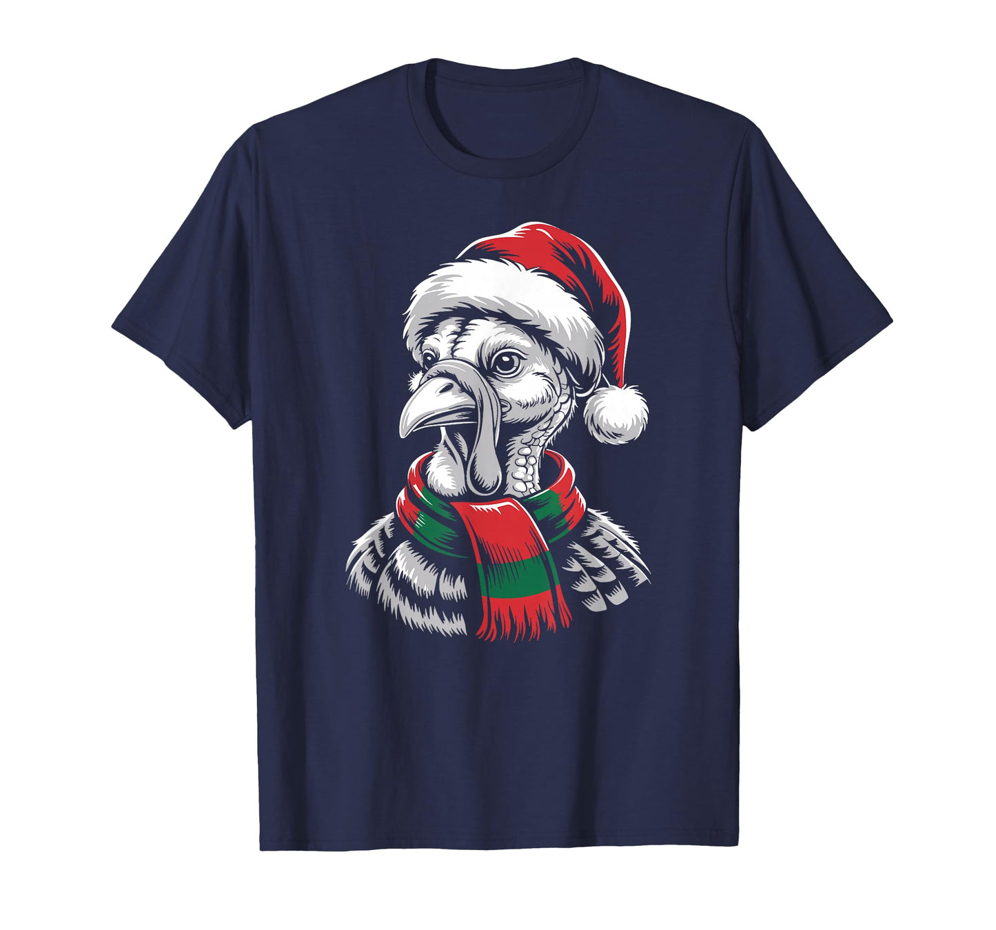 Turkey Xmas Santa Hat Scarf Christmas Costume T-Shirt