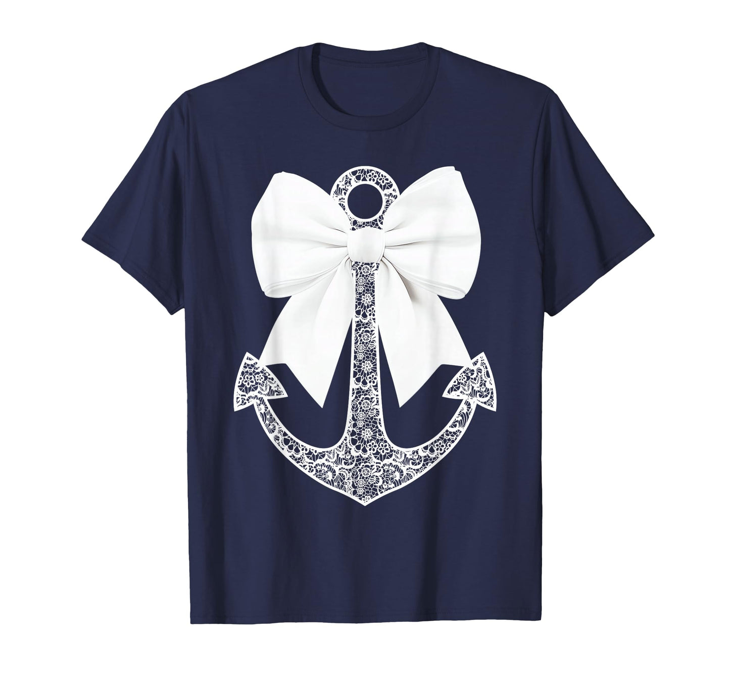 White Lace Bow Tie Nautical Cruise Anchor Boat Cruiser Lover T-Shirt