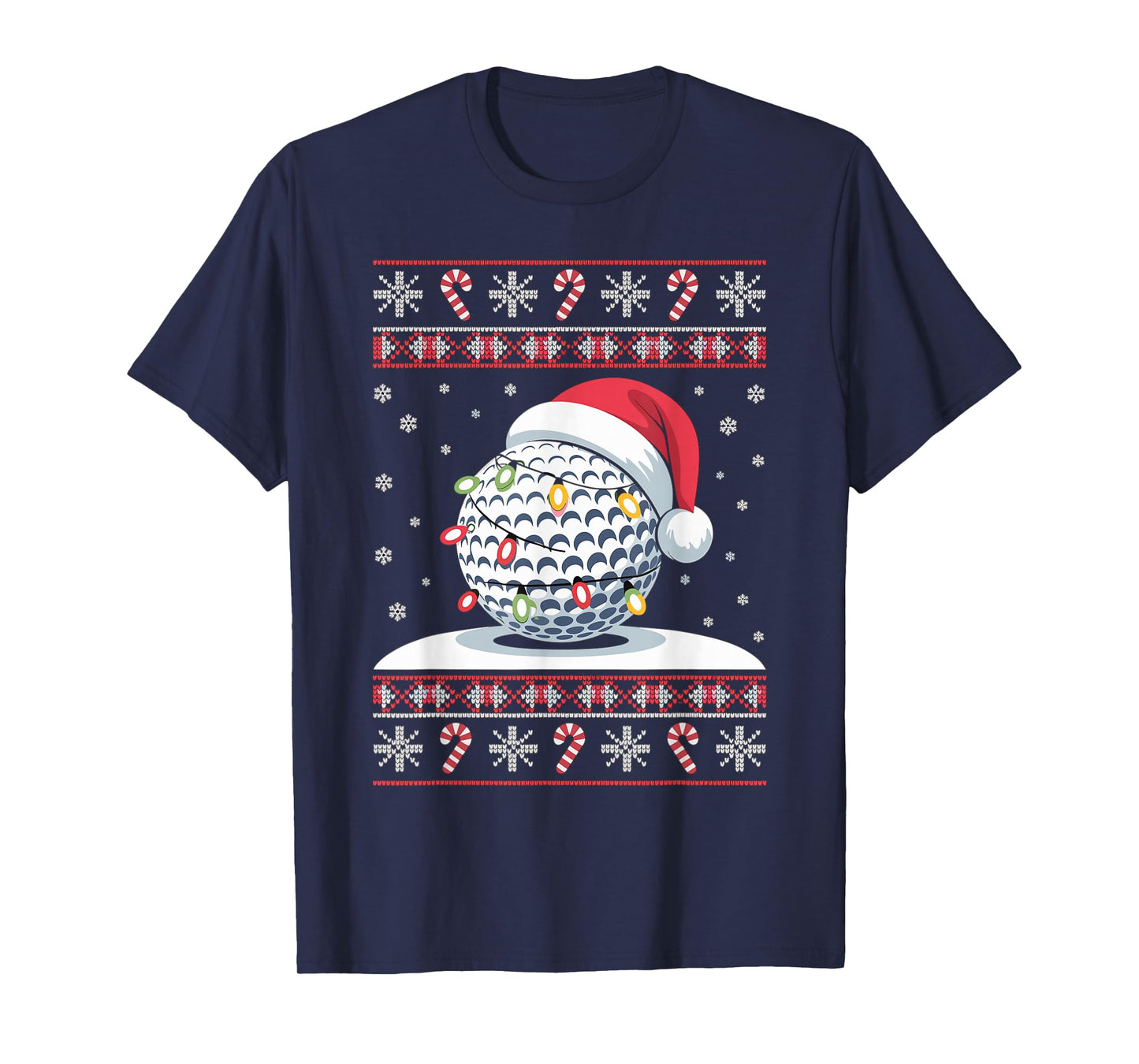 Golf Ball Santa Hat Ugly Christmas Sweater Golfer Golfing T-Shirt