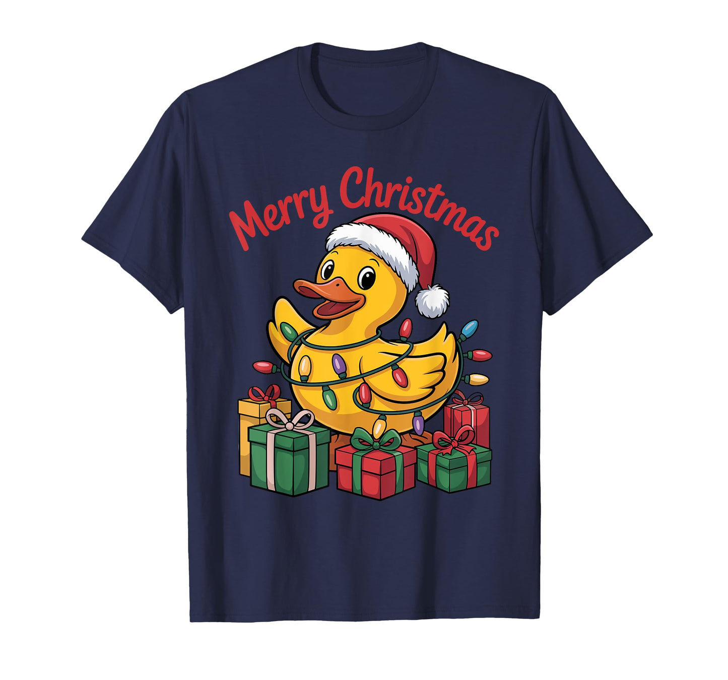 Rubber Duck Santa Hat Animals Lovers Ugly Christmas Pajamas T-Shirt