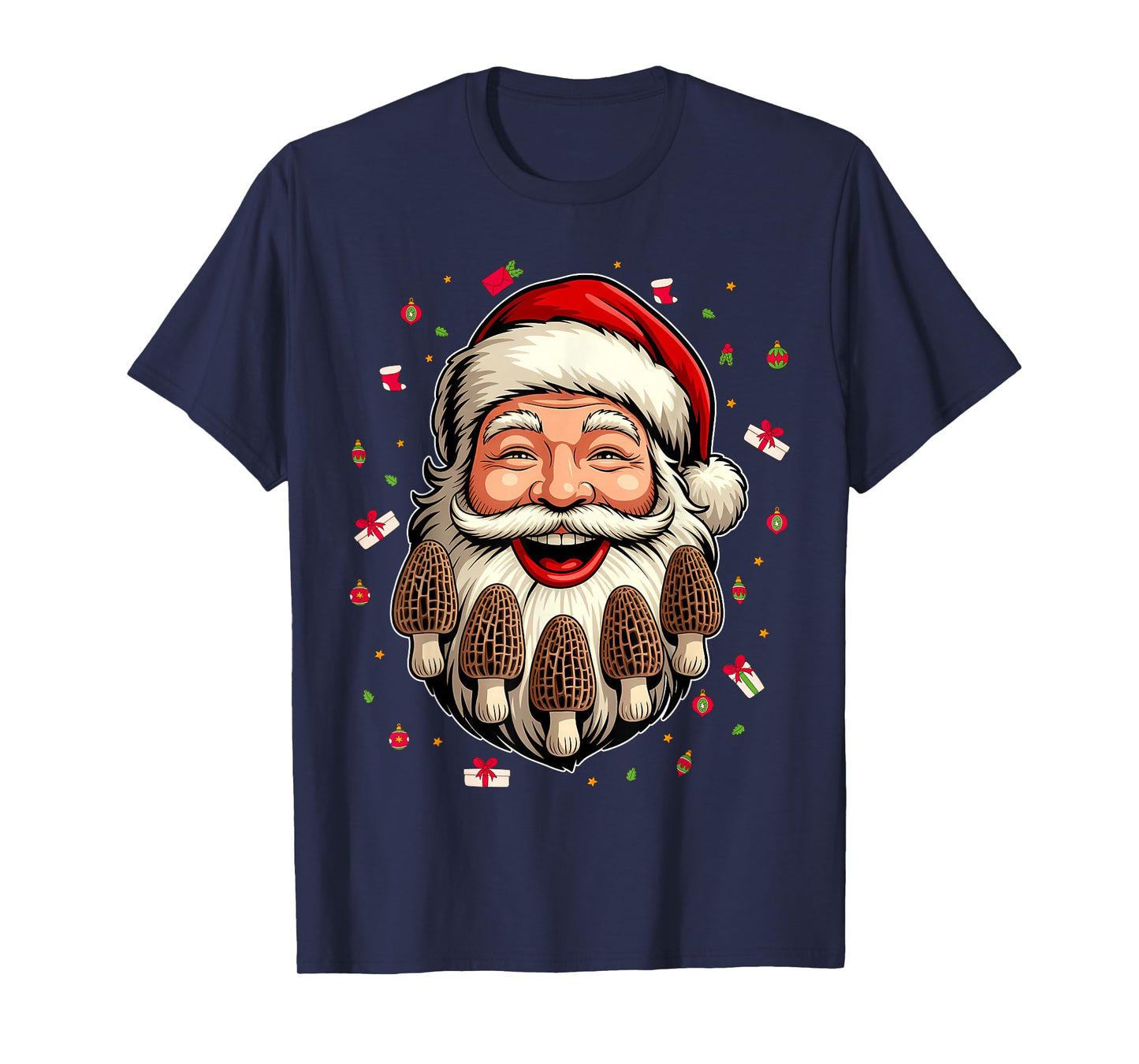 Christmas Morel Mushroom Hunting Santa Claus Fungi Morels T-Shirt