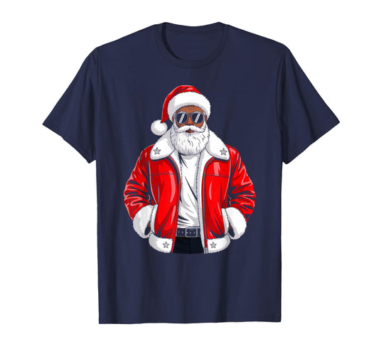 African American Santa Claus Black Christmas Men Boys Kids T-Shirt