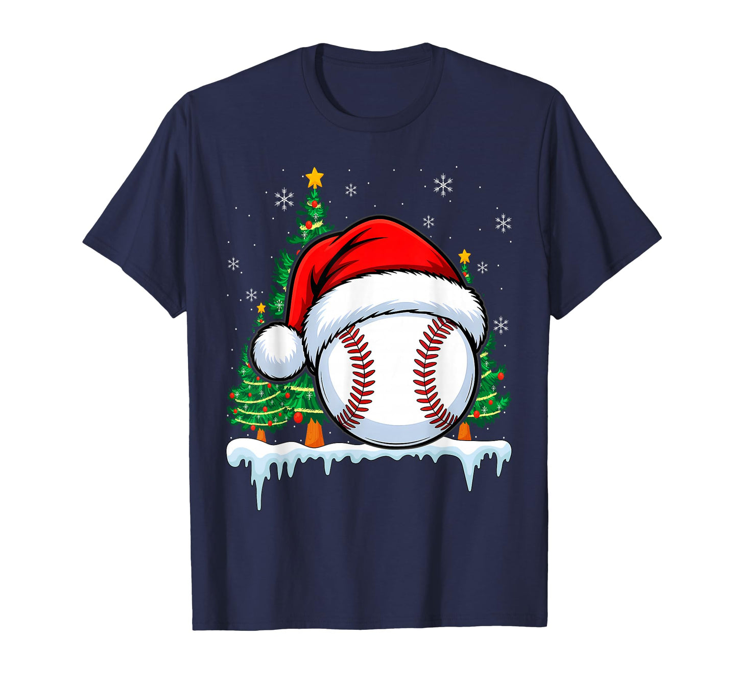Christmas Baseball Ball Santa Hat Xmas Boys Catcher Pitcher T-Shirt