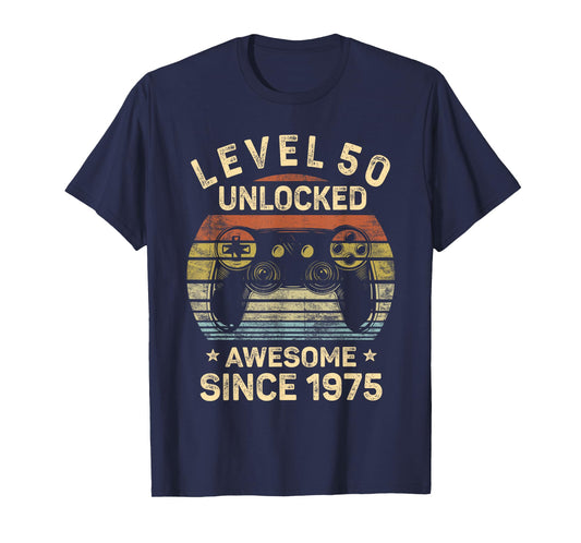 Level 50 Unlocked 50th Birthday 50 Year Old Gifts Gamer Bday T-Shirt