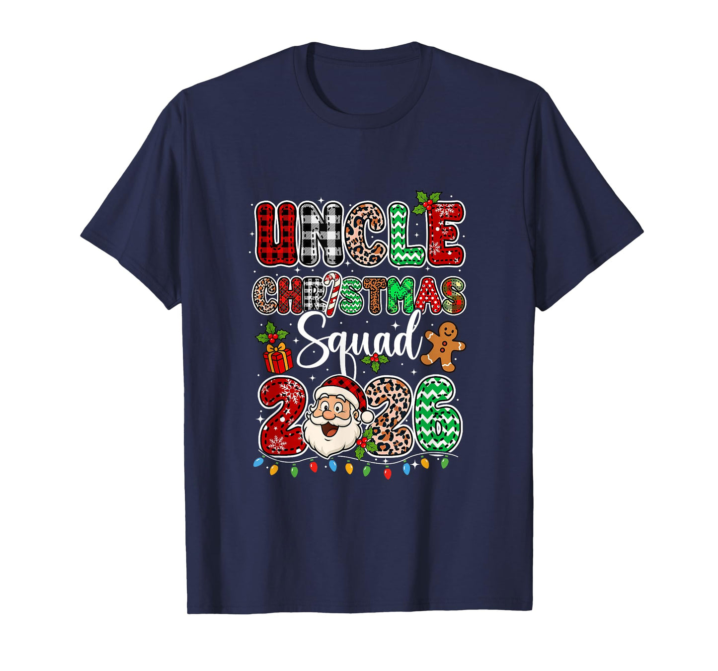 Uncle Christmas Crew 2026 Leopard Funny Santa Family Group T-Shirt