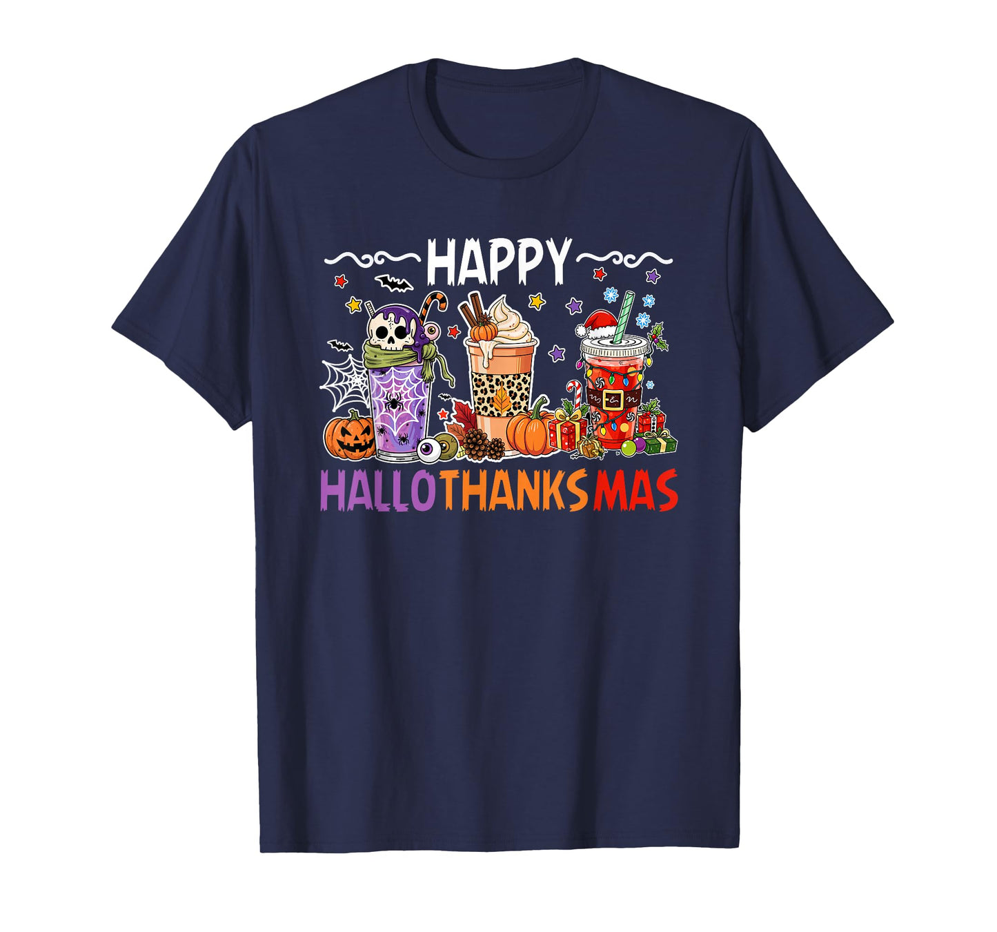 Halloween Thanksgiving Happy Season Coffee Hallothanksmas T-Shirt